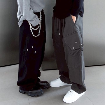 【AMERO】男裝 女裝 彎刀工作褲 內刷絨 鬆緊褲頭