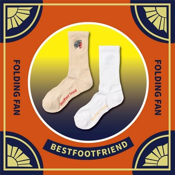 【逢甲 FUZZY】Best Foot Friend Folding Fan 折扇 BFF 襪子 白色 BF24017