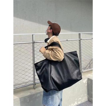 YUEN韓系軟皮大容量旅行袋男女運動健身背包外出大容量手提大包潮