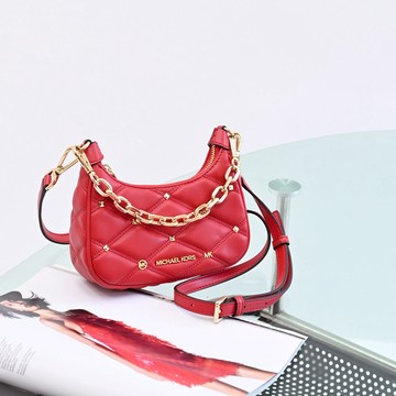 MICHAEL KORS CORA 個性鉚釘裝飾迷你兩用鍊帶包.紅