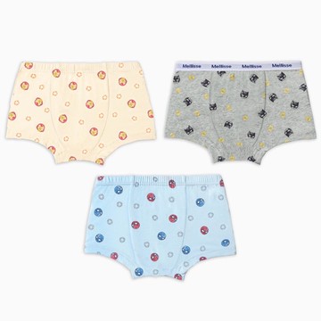 韓國 Mellisse - 韓製莫代爾棉混紡四角褲(男寶)-漫畫英雄-黃X灰X藍-三件組