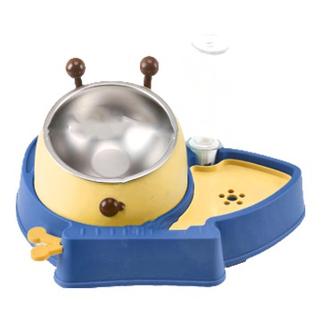 蝴蝶寵物碗 附底部防滑墊  藍色  1個