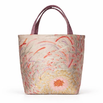 獨一無二真絲和服袋帶托特包, 日本手工刺繡升級改造包, 和風藝術