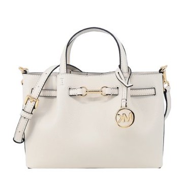 MICHAEL KORS Carson 小號鵝卵石紋皮革手提包-LT奶油