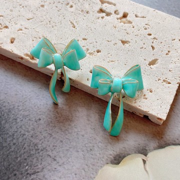 【AurorA百寶盒】A047─典雅蝴蝶結─蒂芬妮藍-耳針