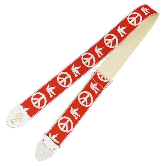 ギター ストラップ D'Andrea Ace Guitar Straps ACE-6 Red -Peace-Dove- (エレキ アコースティックギター ベース) エース ストラップ