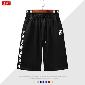 艾弗森短褲男夏季休閑運動籃球五分褲子初中高中學生青少年沙灘褲