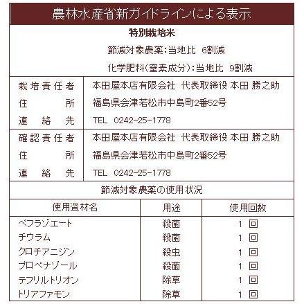 令和４年産 本田屋継承米   2kg