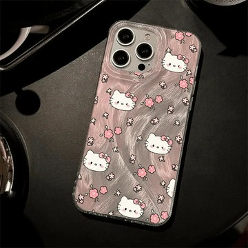 免運+隔日🚚羽紗手機殼 碎花凱蒂 適用於蘋果17promax 16Pro 15plus 14 13 12 11防摔