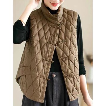 女士羽絨棉馬甲背心外穿秋冬季2026新款大碼媽媽夾棉馬夾外套加厚