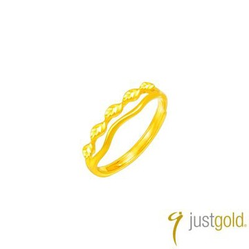 【Just Gold 鎮金店】小金葉 可調式 黃金戒指(網路限定)