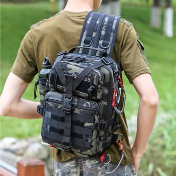 新款路亞包多功能單雙肩背包釣魚漁具裝備包旅游斜跨雙肩包路亞竿