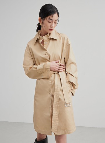 襯衫式長版風衣外套