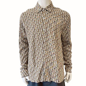 二手品 95成新DIOR滿版LOGO針織棉長袖上衣/外套