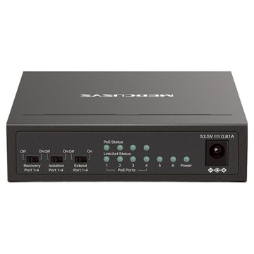 MERCUSYS 水星網路 MS106LP 6-Port 10/100Mbps 桌上型交換器 4-Port PoE+ 40W PoE 預算 金屬外殼  1個