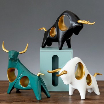北歐輕奢創意招財牛擺件客廳電視柜酒柜辦公室桌面簡約裝飾品擺設