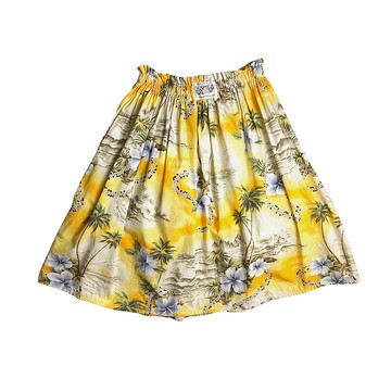 古著黃底衝浪夏威夷半身裙