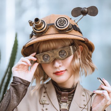蒸汽朋克  復古 工業 演唱會 眼鏡 護目鏡 伸縮望遠鏡