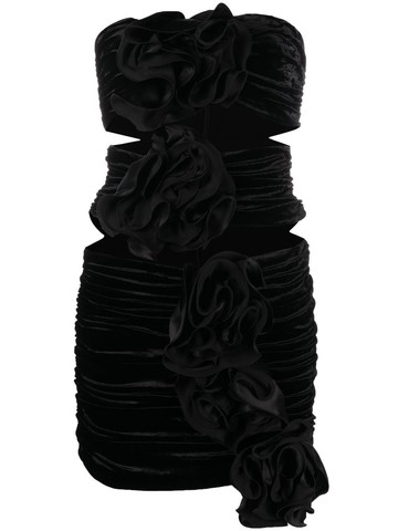 Magda Butrym - strapless floral-detail dress - women - Spandex/Elastane/Viscose/Spandex/Elastane/Nylon/Silk - 36 - Black