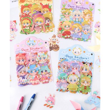 🍋檸檬青🍋新款現貨超可愛卡通甜心娃娃系列PET防水貼紙4款40張入手帳裝飾素材