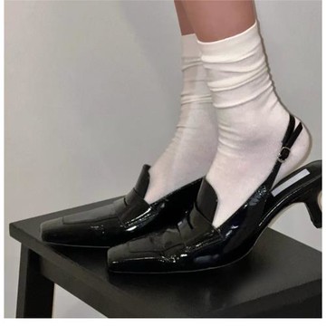 小貓跟半拖單鞋細跟尖頭高跟鞋法式包頭涼鞋女夏季2025年新款鞋子