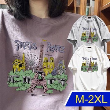 【韓國K.W.】桃腮杏臉天絲棉花版好氣色上衣(休閒/T恤/印花/小香風/中大尺碼)