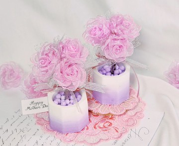 櫻粉半透明玫瑰花盆栽擴香石 贈精美禮盒