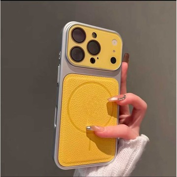 秒變i17 純色荔枝紋 細圈磁吸 防摔殼用於iPhone17 i16 手機殼i15 i14 i13 i12 i11 防震