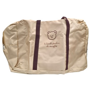 E.dot 牛津布小熊棉被收納袋 卡其色 52x33x19cm  1個