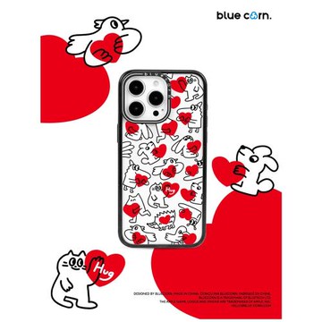 【bluecorn】藍色苞米原創愛心抱抱 適用于iPhone 16 PRO MAX 15pro magsafe鏡面磁吸全包防摔手機殼保護套