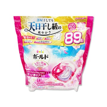 P&G 日本Bold-4D持香柔順抗褶皺洗衣凝膠球-牡丹花香89顆/粉紅袋(濃縮洗衣膠囊,家庭號補充包)