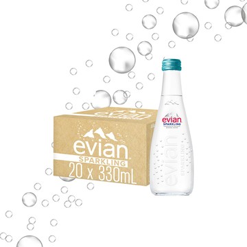 evian 【依雲公司貨】氣泡礦泉水(玻璃瓶330ml/20入)