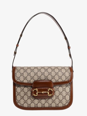 Gg supreme fabric and leather shoulder strap with iconic metal horsebit - GUCCI - gender_Woman
