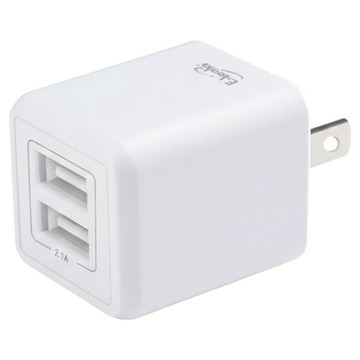 E-books 雙孔2.1A USB快速充電器 B53 安全防火材質  白色  1個