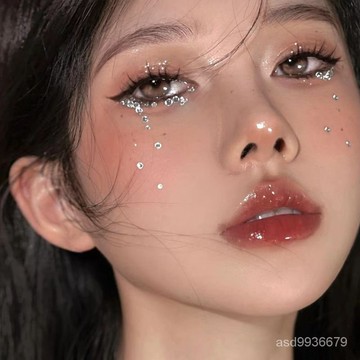 🔥jay🔥聖誕節妝容珍珠臉貼鑽碎鑽亮晶晶閃鑽亮鑽綠火燄鑽創意美杜莎仿妝