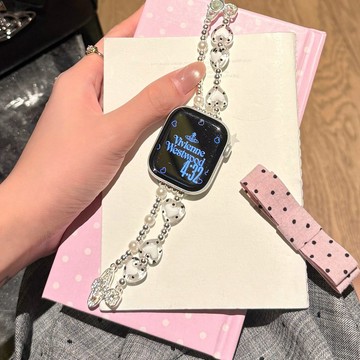 波點金屬手鍊款錶帶 適用Apple watch11錶帶 iwatch錶帶 全系列通用錶帶 當季錶帶