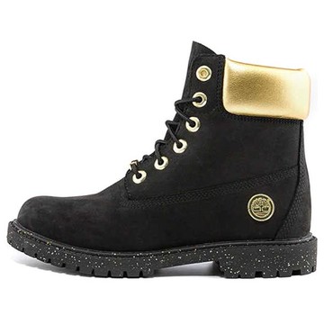 (WMNS) Timberland Heritage 6 Inch Waterproof Boots 'Black Nubuck with Gold'