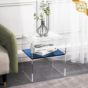 【北歐拼色】亞克力茶几 床頭櫃 邊幾 沙發邊幾 客廳茶几 臥室收納 透明簡約設計 現代輕奢 雙層置物 客廳臥室通用