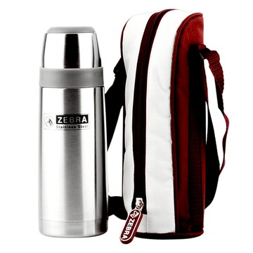 ZEBRA THAILAND 斑馬牌 304不銹鋼 真空瓶 附袋  銀色  450ml  1個