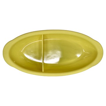 Lexington 矽膠橢圓形餐盤，堅不可摧且靈活，100%食品級材料，可冷凍至攝氏-40度，適用於洗碗機和微波爐  24 x 12 x 3.5cm  黃色  1個