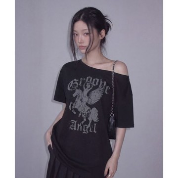 DAUSPICE DUC GA 單肩大學T one-shoulder sweatshirt 2色