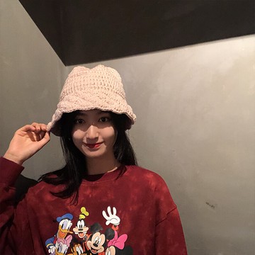 麻花編織盆帽女日系秋冬韓版百搭復古針織毛線圓臉適合的漁夫帽子1入