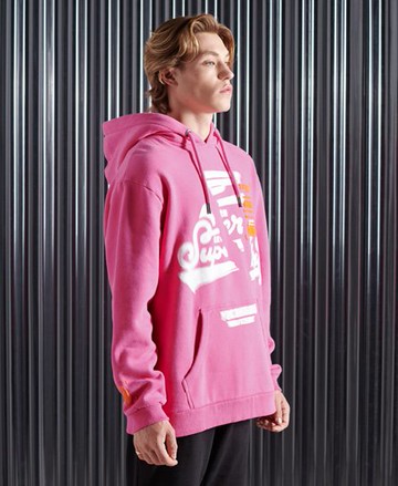 Superdry Men's Men's Super 5 Deconstruct Hoodie Pink / Neon Pink - Size: Xxl