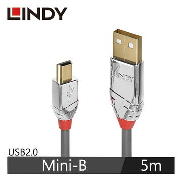 【LINDY 林帝】CROMO USB2.0 TYPE-A公 TO MINI-B公 傳輸線 5M 36634