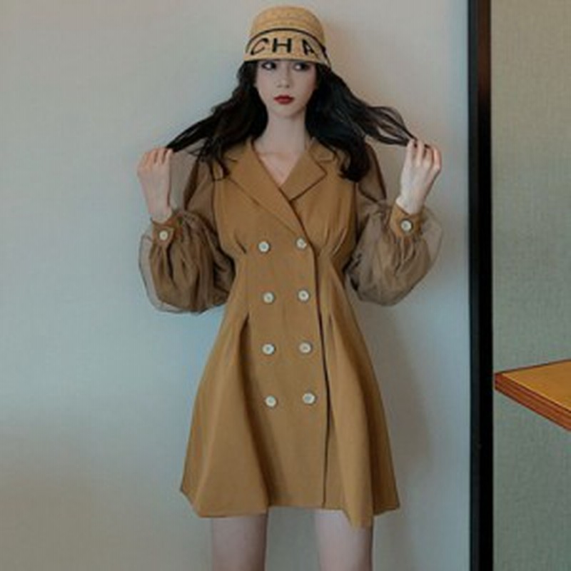 ワンピース きれいめ ミニ丈 ショート丈 コート風 長袖 シースルー 透け感 ダブル 大人 上品 ミニワンピース ベージュ ブラック 黒 大人 通販 Lineポイント最大1 0 Get Lineショッピング
