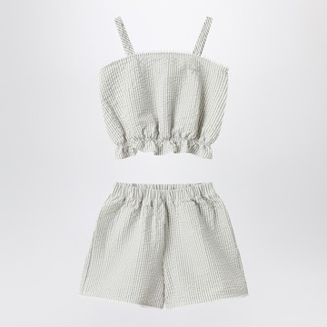 Granite-coloured set in striped seersucker