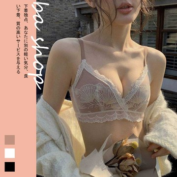BAshop台灣現貨🌹集中超爆乳~花型精緻刺繡 甜美睫毛蕾絲 包覆蕾絲 集中內衣 小胸內衣 無鋼圈內衣 內衣 #3819