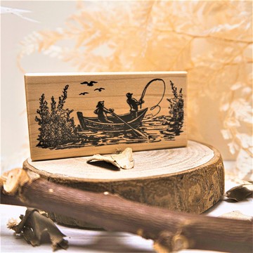 楓木印章-划船釣魚  FT-3983