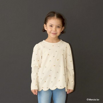 petit main 品牌旗艦店 童裝【Miffy】滿版印花荷葉下擺A字長袖T恤【LM】 【日本直接出貨】