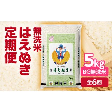 ふるさと納税 無洗米はえぬき5kg(BG無洗米) 定期便6回 山形 定期便 こめ 米 お米 精米 白米 ごはん ご飯 コメ おにぎり 送料無料 プレゼント ギフト ふ.. 山形県